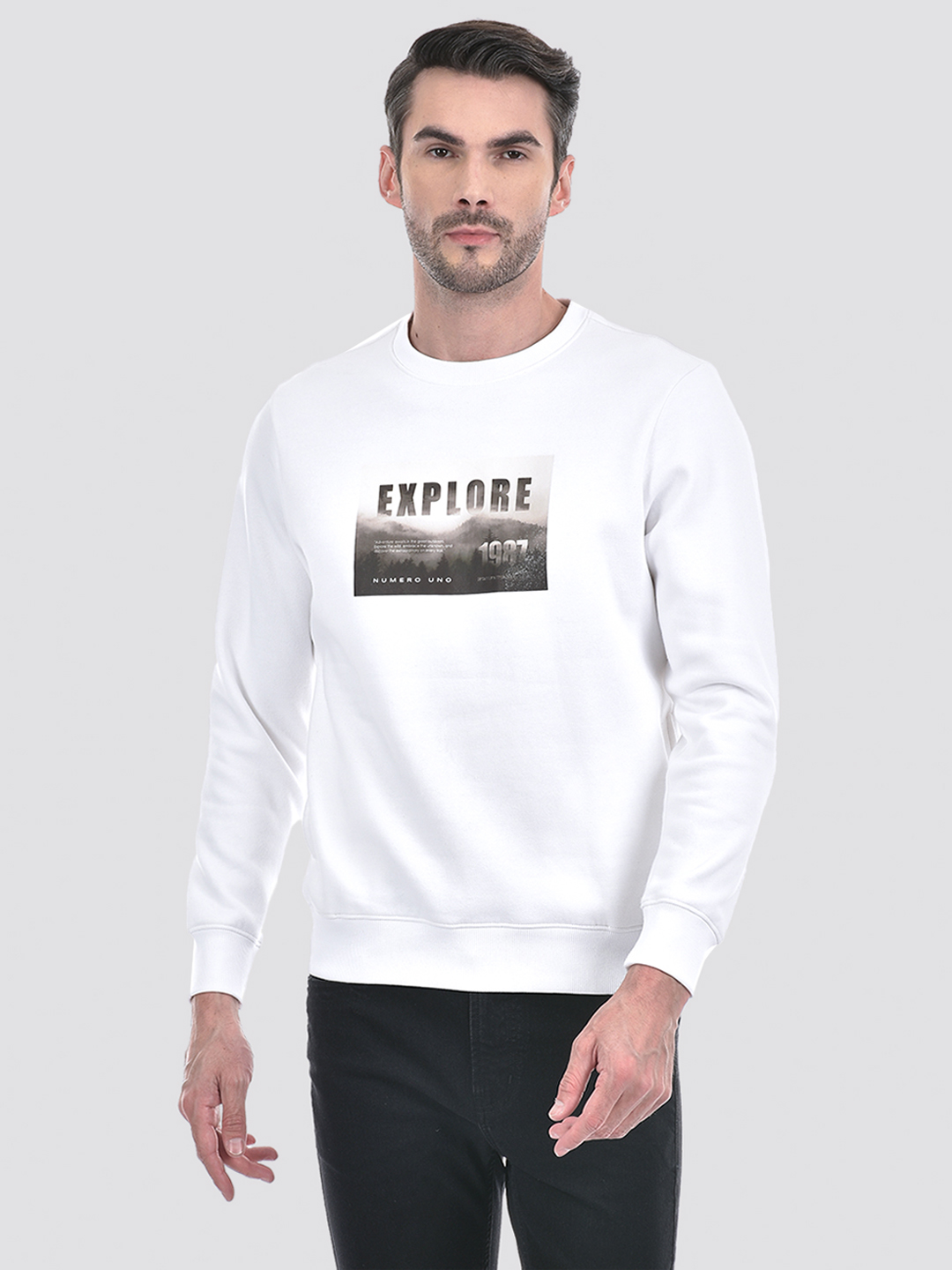 Numero Uno Men Typography White Sweat Shirt